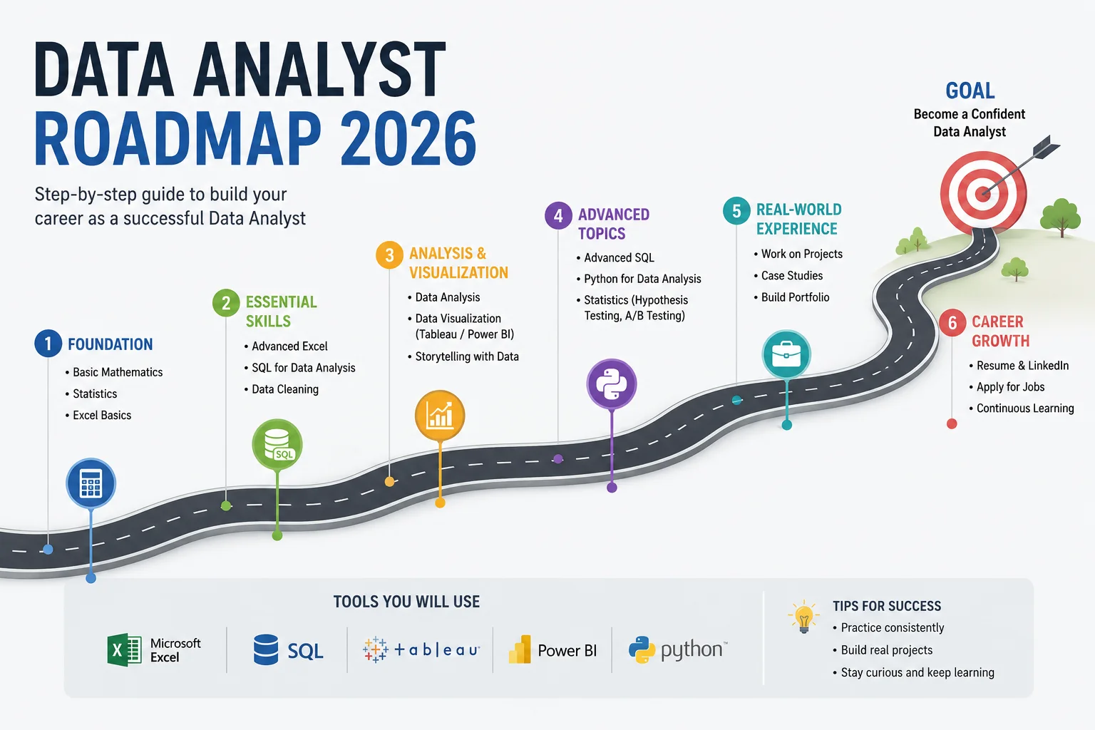 Data Analyst Roadmap 2026: The Complete Step-by-Step Guide for Beginners